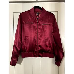 Alexander Bartlett Burgundy Silk Blend Bomber Jacket Women's Size M